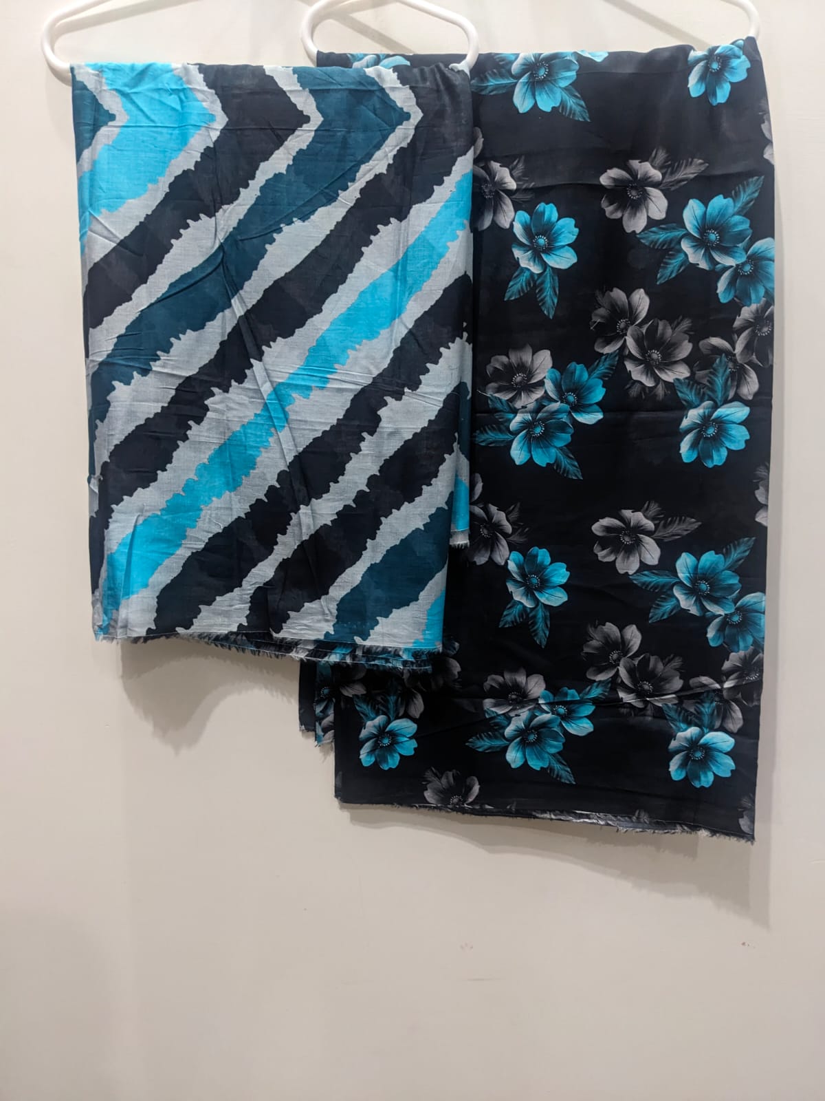 Black Turquoise 3 Piece Suit – Same Print Shirt & Trouser with Separate Dupatta - Related Wall Panel Product