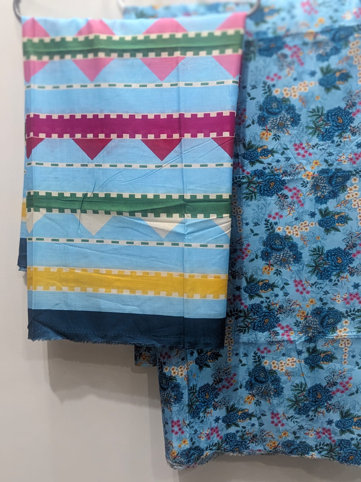 Sky Blue 3 Piece Suit – Same Print Shirt & Trouser with Separate Dupatta