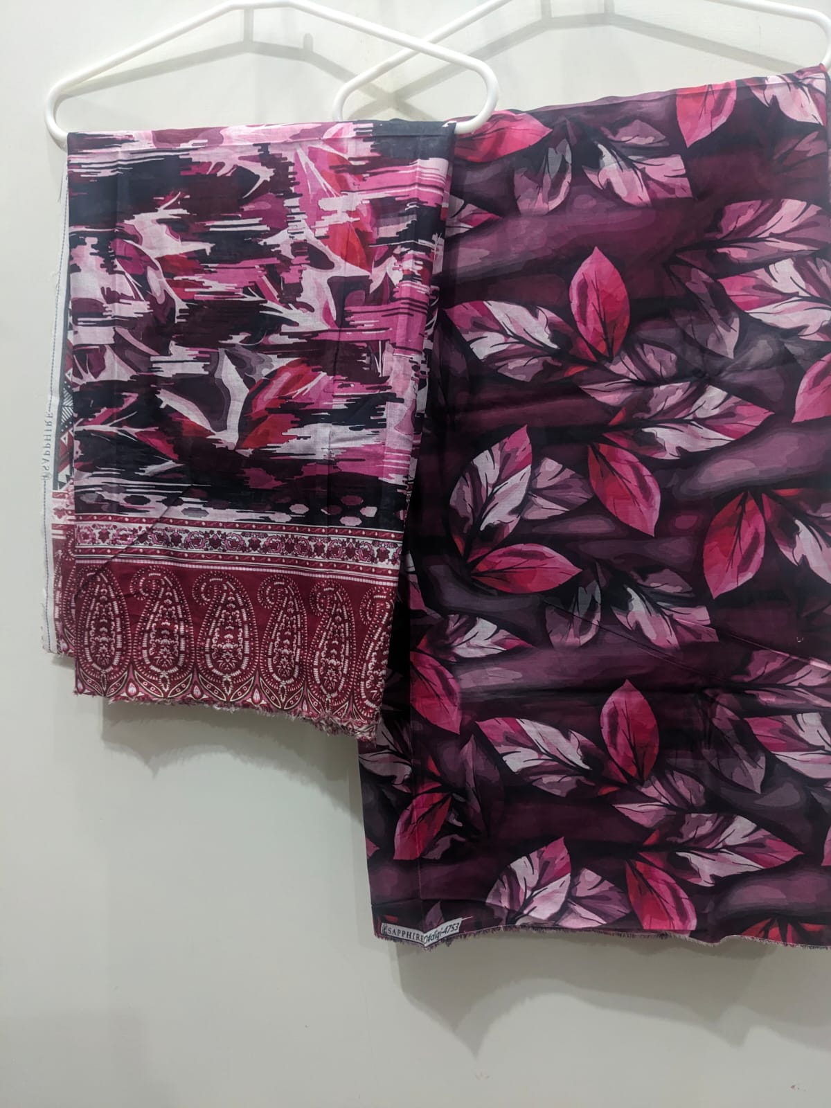 Purple Burgundy 3 Piece Suit – Same Print Shirt & Trouser with Separate Dupatta - Product Image 2