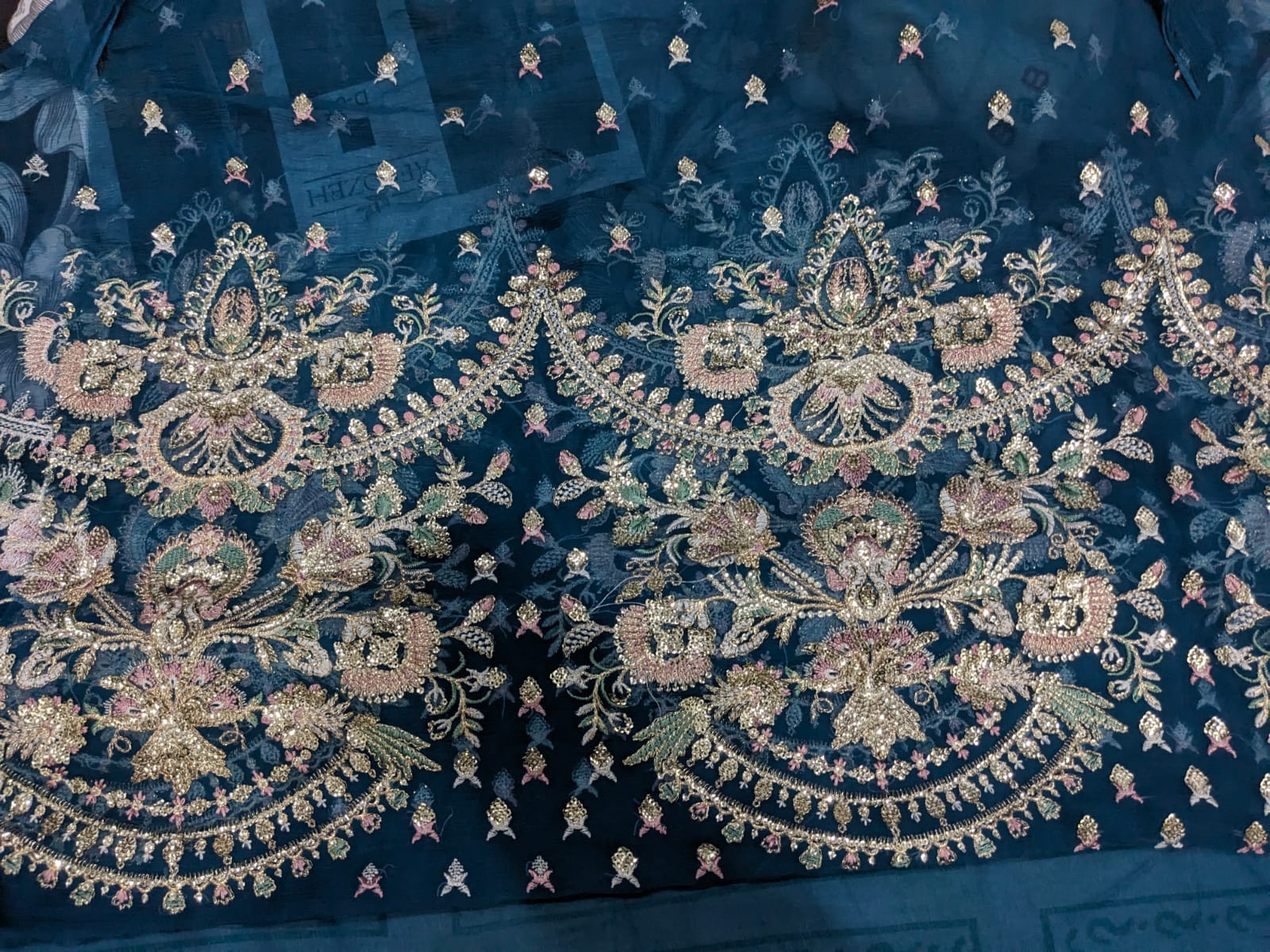 Teal Embroidered Pure 3 Piece Unstitched Suit for Women