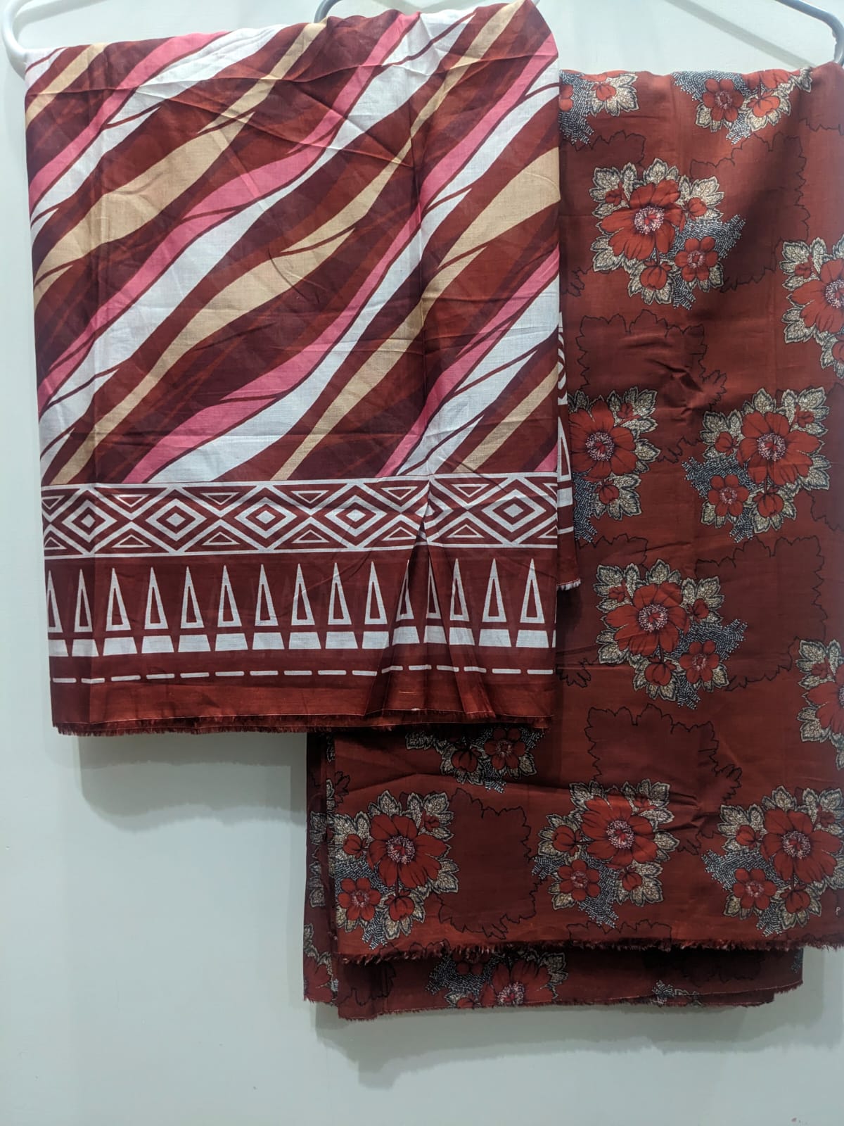 Elegant Red 3 Piece Suit – Same Print Shirt & Trouser with Separate Dupatta - Product Image 2